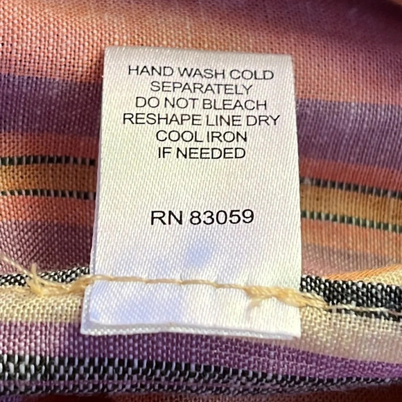 Drew Agave Linen Blend Split Side Tulip Hem Striped Pants - Size Medium - Picture 7 of 7